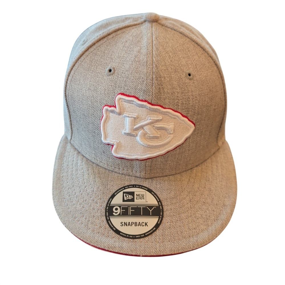 Kansas City Chiefs New Era 9fifty Hat Cap OSFM Gray Raised Logo Read